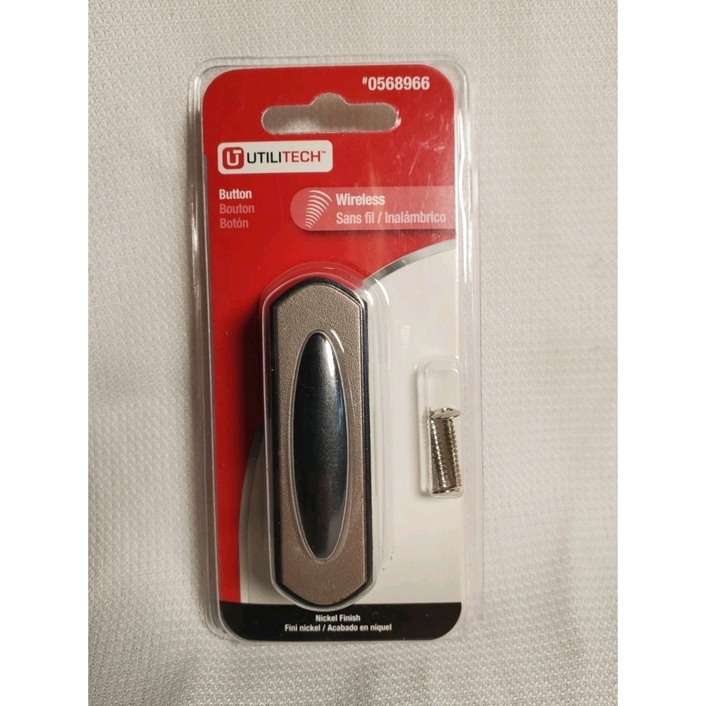 NEW Utilitech Wireless Doorbell Button Nickel Finish #0568966 Replacement